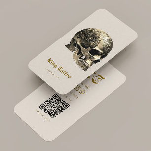 Minimal tatuerare Sand Tattooist Skull Visitkort