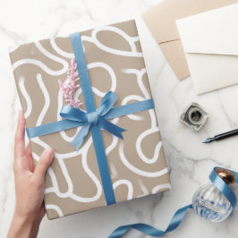 Minimal taupe beige organisk kurva abstrakt mönste presentpapper