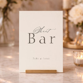 Minimal Taupe Dessert Table Sign Inbjudningar