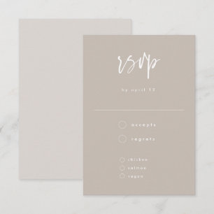 Minimal Taupe Vit handskriven Bröllop OSA Kort