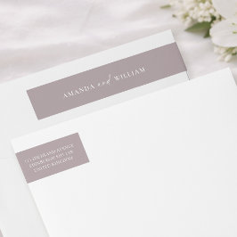 Minimal Taupe Wedding Address Label Etikettband
