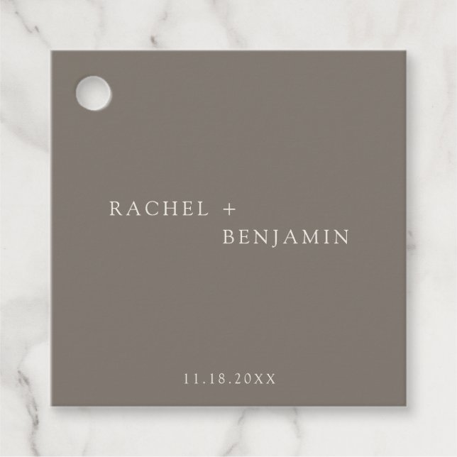 Minimal Taupe Wedding Elegant Personalized Gåvor Etiketter (Framsida)