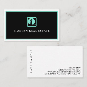 Minimal Teal Lighthouse Kustal Real Gods Visitkort