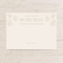 Minimal Teddy Bear Baby Shower Advice Tilläggskort