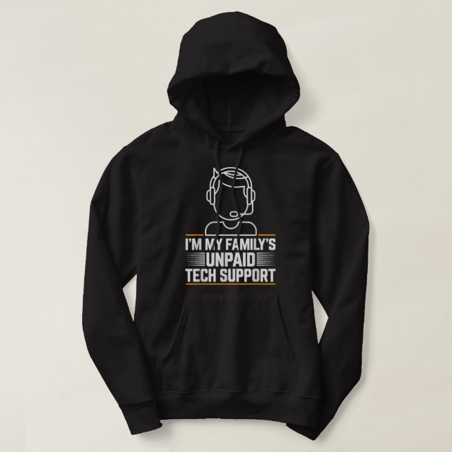 Minimal teknisk support för Min familj obetald tek Hoodie (Design framsida)