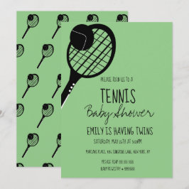 Minimal tennis sport baby shower grön inbjudan