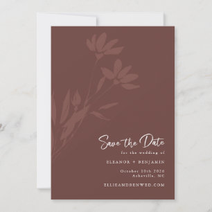Minimal Terracotta Boho botaniskt skript Bröllop Spara Datumet