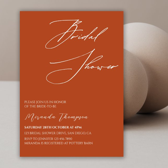 Minimal Terracotta Boho Elegant Möhippa Inbjudningar (Skapare uppladdad)