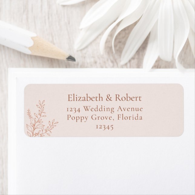 Minimal Terracotta Botanical Address Label Returadress Etikett (Insitu)