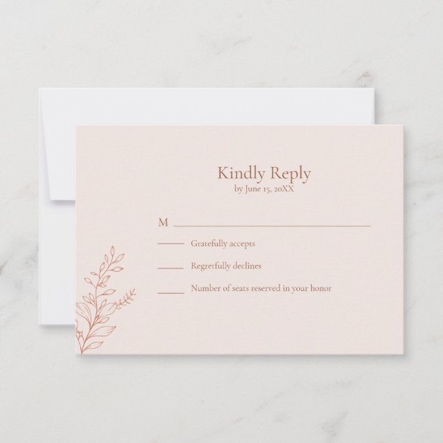 Minimal Terracotta Botanical RSVP Card OSA Kort (Framsida)