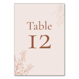 Minimal Terracotta Botanical Table Number Bordsnummer