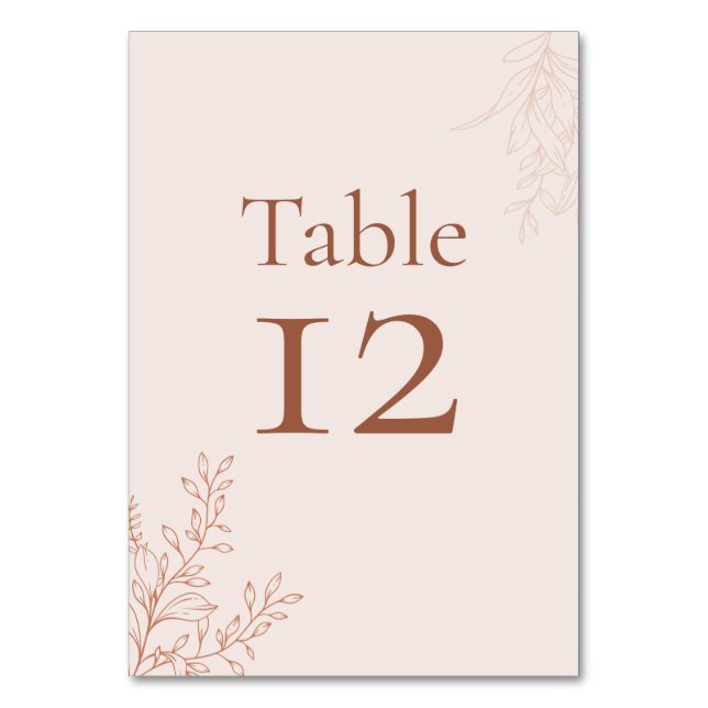 Minimal Terracotta Botanical Table Number Bordsnummer (Framsidan)