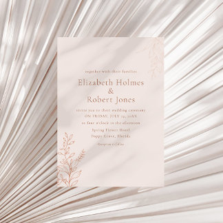 Minimal Terracotta Botanical Wedding Invitation Inbjudningar