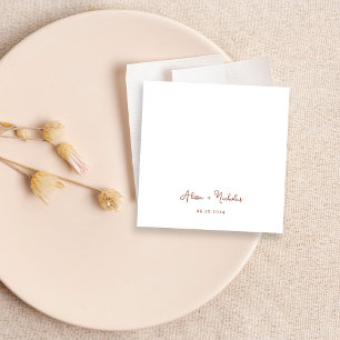 Minimal Terracotta Calligraphy Script Bröllop Pappersservett