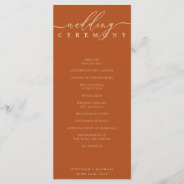 Minimal terracotta Ceremony wedding Program