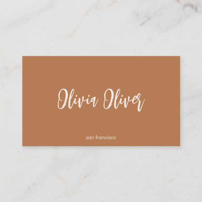 Minimal Terracotta Script Calligraphy Boho Modern Visitkort (Framsida)