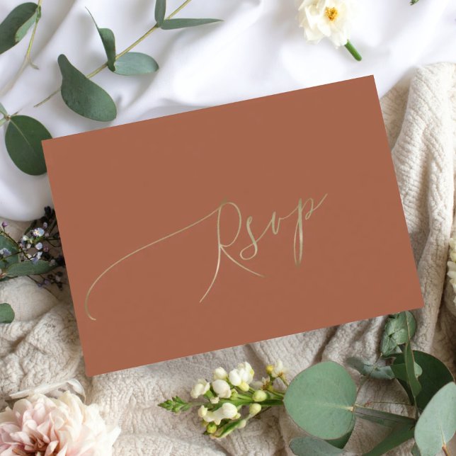 Minimal Terracotta Wedding RSVP OSA Kort (Skapare uppladdad)