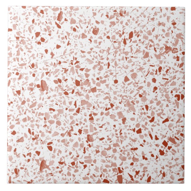 Minimal Terracotta White Terrazzo Stone Mönster Kakelplatta (Framsidan)