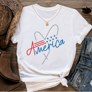 Minimal text Graphic American Flagga 4:e juli T Shirt