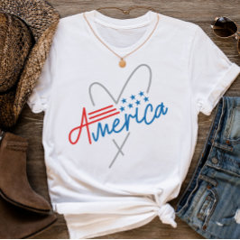 Minimal text Graphic American Flagga 4:e juli T Shirt