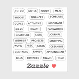 Minimal Text Planner Tab Label Binder Divider Tab  Klistermärken