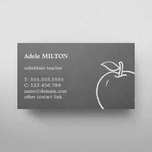 Minimal texturerad Grått White Apple Teacher Visitkort