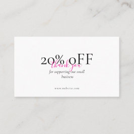 Minimal Thank You QR Discount Card Blush Pink Visitkort