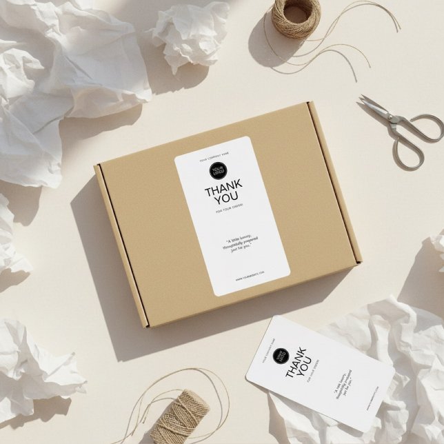 Minimal Thank You Shipping Label with Logo  Fraktsedel (Skapare uppladdad)
