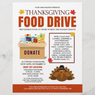 Minimal Thanksgiving Food Drive Charity Fundraiser Reklamblad