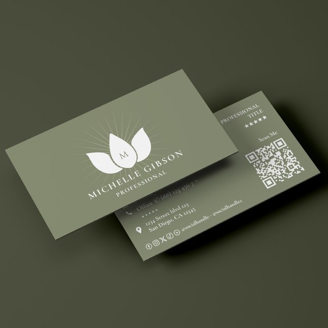Minimal Therapist Massage Wellness Spa Sage Lotus Visitkort (Minimal Therapist Massage Wellness Spa Sage Lotus Business Card
)