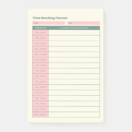 Minimal tidsblockeringsplanering Rosa layout Post-it Block
