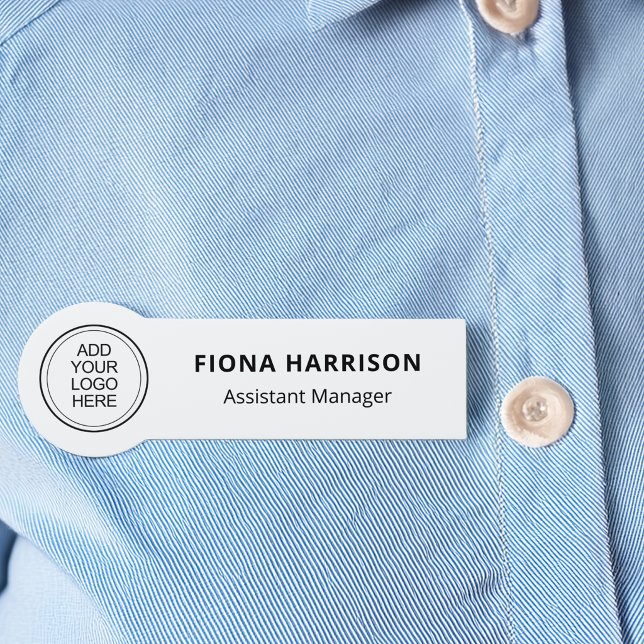 Minimal Tillämpa logotyp Anställd Namnbricka (Minimal Add Logo Employee Name Tag)