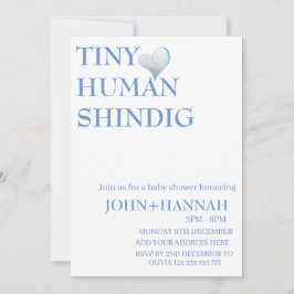Minimal Tiny Human Shindig Funny Co-ed Baby Shower Inbjudningar