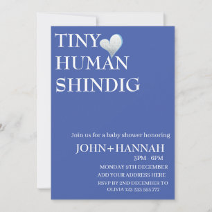 Minimal Tiny Human Shindig Funny Co-ed Baby Shower Inbjudningar