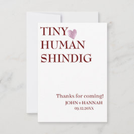 Minimal Tiny Human Shindig Funny Co-ed Baby Shower Tack Kort
