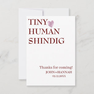 Minimal Tiny Human Shindig Funny Co-ed Baby Shower Tack Kort