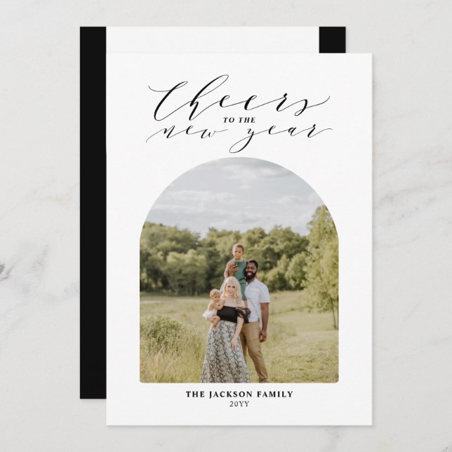 Minimal Toast till det Nya Året Foto Julkort (Fram/baksida)