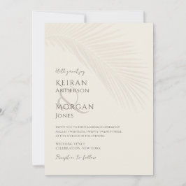 Minimal Tropical Handflatan Löv Boho Beach Wedding Inbjudningar