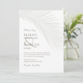 Minimal Tropical Handflatan Löv Boho Beach Wedding Inbjudningar