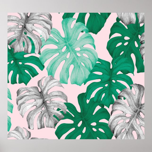 Minimal Tropical Monstera Duo-Tone Poster (Framsidan)