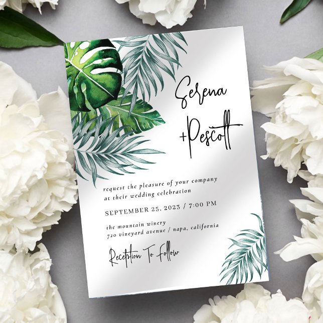 Minimal Tropical Wedding-inbjudan Inbjudningar (Skapare uppladdad)