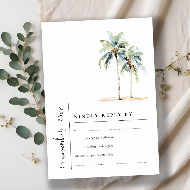 Minimal tropisk vattenfärg Bröllop i Handflatan OSA Kort (Skapare uppladdad)