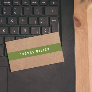 Minimal tryckt Kraft OliveGreen Rand Consultant Visitkort