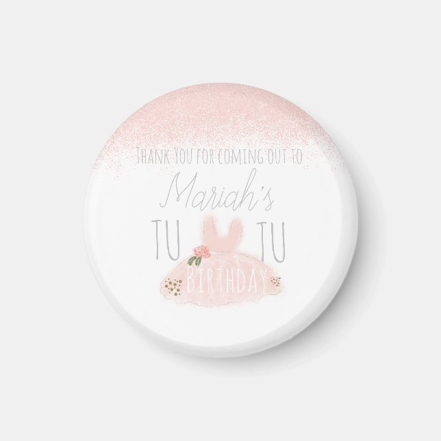 Minimal Tutu Flickas födelsedag Två år Glitter   Magnet (Framsidan)