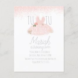 Minimal Tutu Flickas Födelsedag Två år Glitter  Vykort