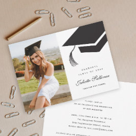 Minimal Typ Svart och Vit Keps Foto Examen  Inbjudningar