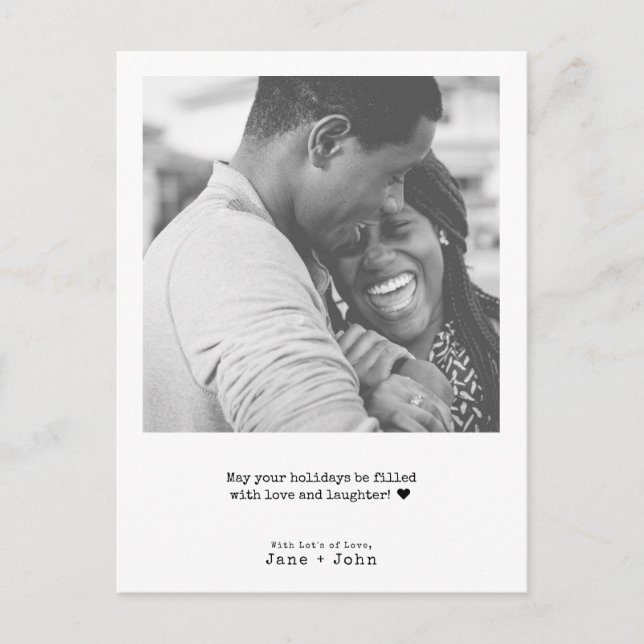 Minimal Typewriter-God jul-foto Helg Vykort (Framsida)