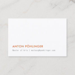 Minimal Typo Orange svart  Visitkort