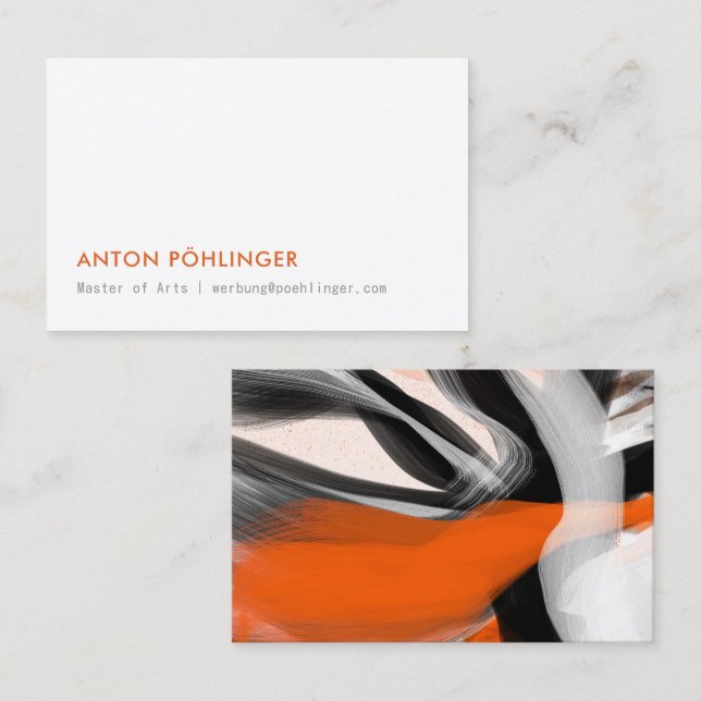 Minimal Typo Orange svart  Visitkort (Fram/baksida)