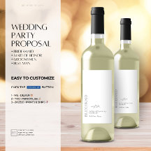 Minimal typograf Bridesmaid Frieri Vin-etikett